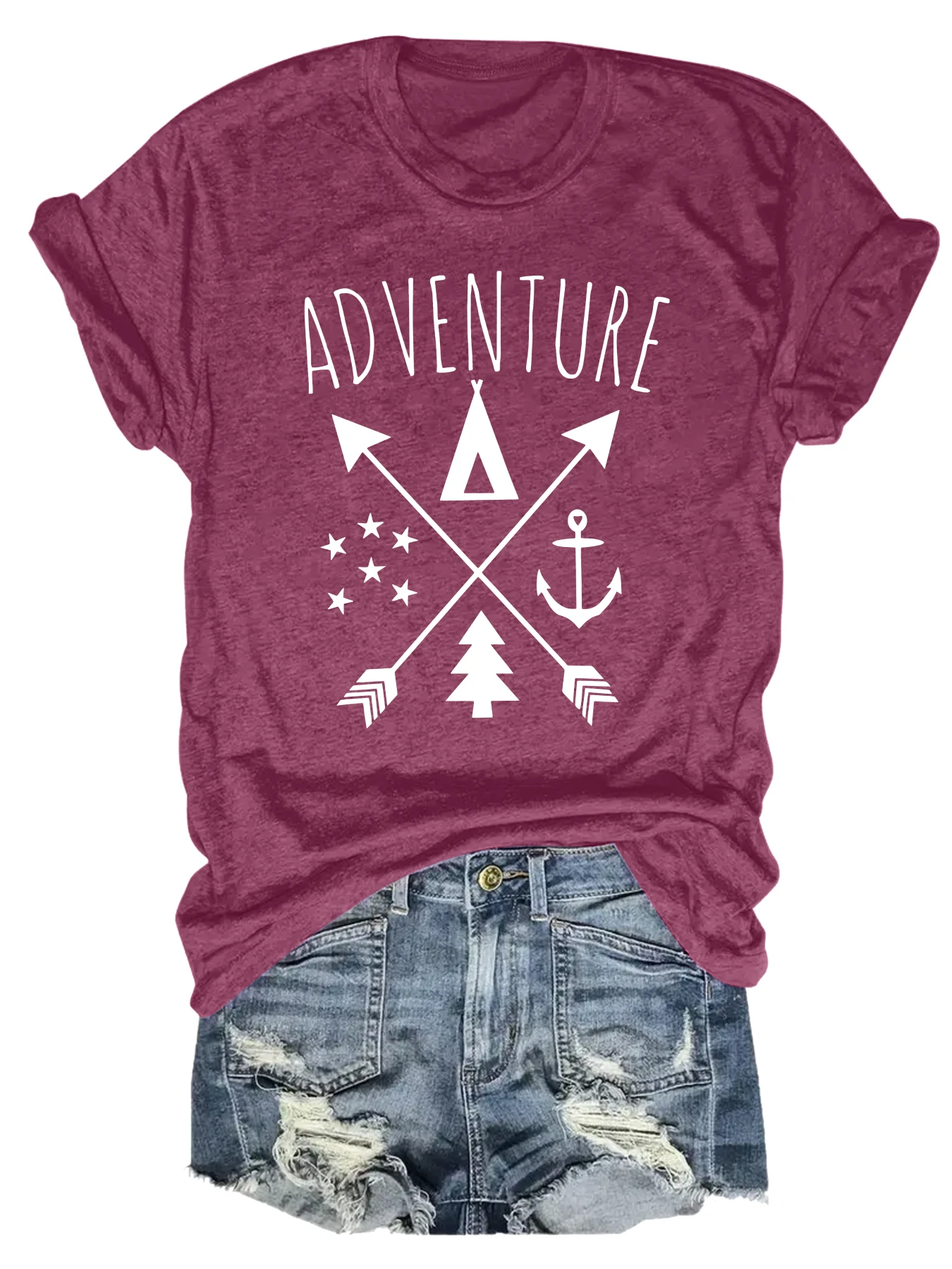 Plus size women's short sleeve T-shirt Adventure Tent Anchor Stars Tree Daily comfortable versatile style summer outfits
Plus size women's short sleeve T-shirt Adventure Tent Anchor Stars Tree Daily comfortable versatile style summer outfits