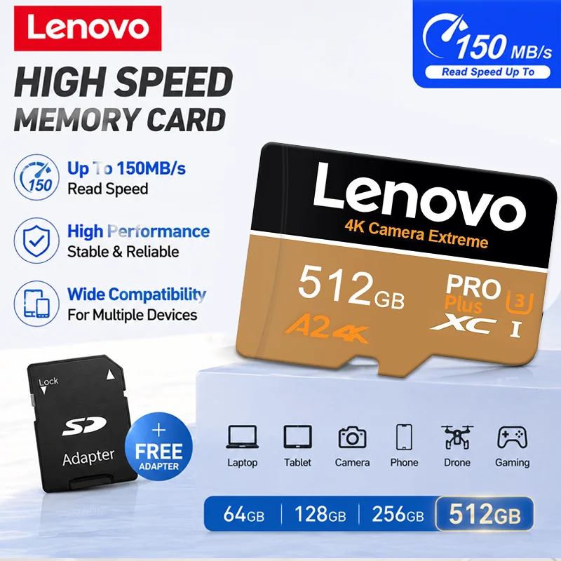 Lenovo Memory Card 512GB Mini SD Card U3 TF Card 256GB High Speed Flash Card 128GB 64GB for Phone Camera Drone TF Card
Lenovo Memory Card 512GB Mini SD Card U3 TF Card 256GB High Speed Flash Card 128GB 64GB for Phone Camera Drone TF Card