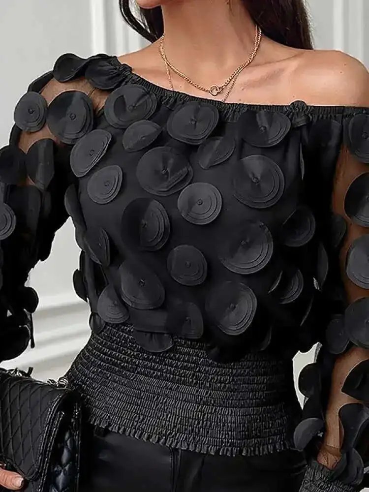 BabYoung Fashion Women Black Blouse 2025 Summer Spring Gauze Appliqued Long Sleeves Streewear Lady See-Through T-Shirts
BabYoung Fashion Women Black Blouse 2025 Summer Spring Gauze Appliqued Long Sleeves Streewear Lady See-Through T-Shirts