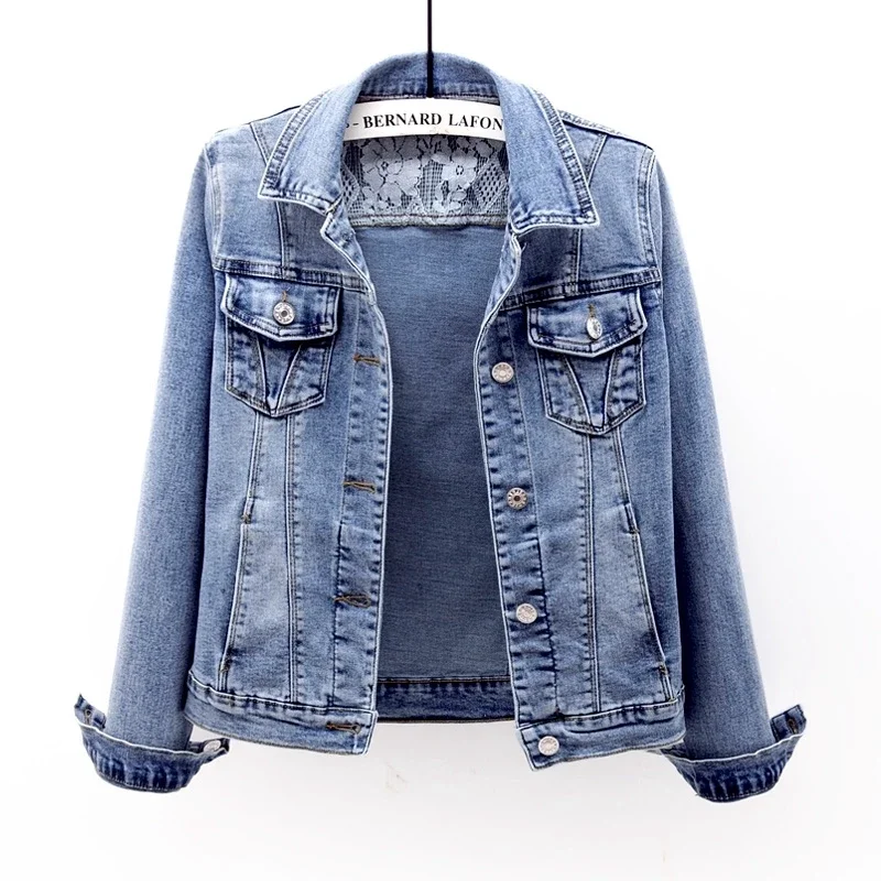 Vintage Blue Elastic Slim Short Denim Jacket Women Lace Patch Design Cowboy Outerwear Pocket Long Sleeve Jeans Jackets Female
Vintage Blue Elastic Slim Short Denim Jacket Women Lace Patch Design Cowboy Outerwear Pocket Long Sleeve Jeans Jackets Female