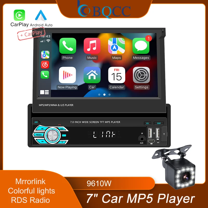 BQCC 9610W 7" Car MP5 Player Colorful lights USB/TYPE-C charging RDS USB AUX BT Stereo wireless Android AUTO Carplay Mirrorlink
BQCC 9610W 7" Car MP5 Player Colorful lights USB/TYPE-C charging RDS USB AUX BT Stereo wireless Android AUTO Carplay Mirrorlink