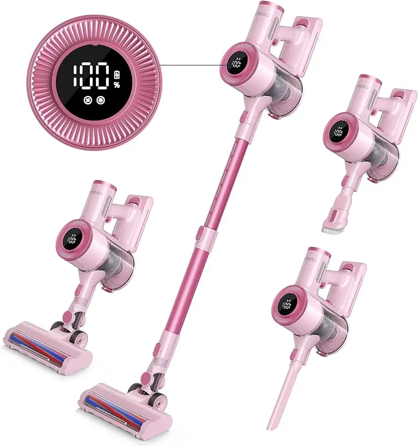 Vacuum Cleaner with LED Display, 30 Min Runtime Detachable Battery, 1.5L Dust Cup, for Carpet and Hard Floor Pet Hair (Pink)
Vacuum Cleaner with LED Display, 30 Min Runtime Detachable Battery, 1.5L Dust Cup, for Carpet and Hard Floor Pet Hair (Pink)