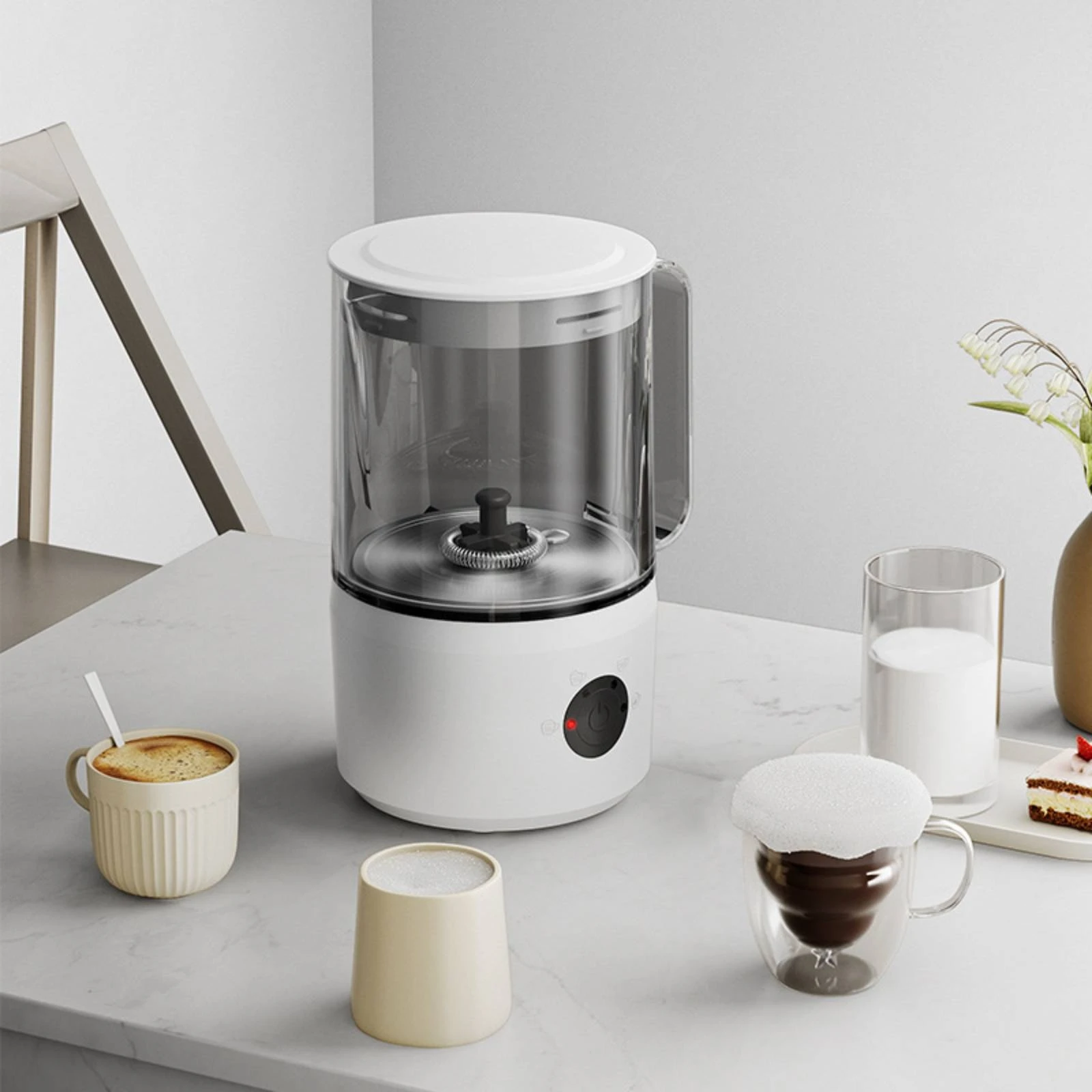 Electric Milk Frother Transparent Acrylic Milk Foam Appliance Frothing Jug White Base Countertop Appliance Compact Storage
Electric Milk Frother Transparent Acrylic Milk Foam Appliance Frothing Jug White Base Countertop Appliance Compact Storage