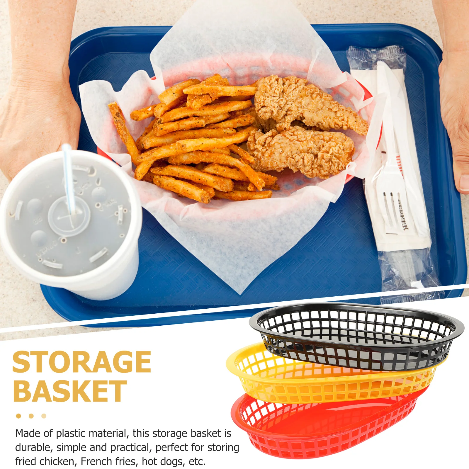 Food Serving Baskets Fried Chicken Bread Accessories Snack Plastic for Household Purposes
Food Serving Baskets Fried Chicken Bread Accessories Snack Plastic for Household Purposes