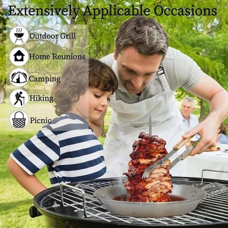 Vertical Brazilian Barbecue Skewer Set with Removable Grilling Meat plate Spit Round Base Suitable for Whole Chicken Sausage
Vertical Brazilian Barbecue Skewer Set with Removable Grilling Meat plate Spit Round Base Suitable for Whole Chicken Sausage