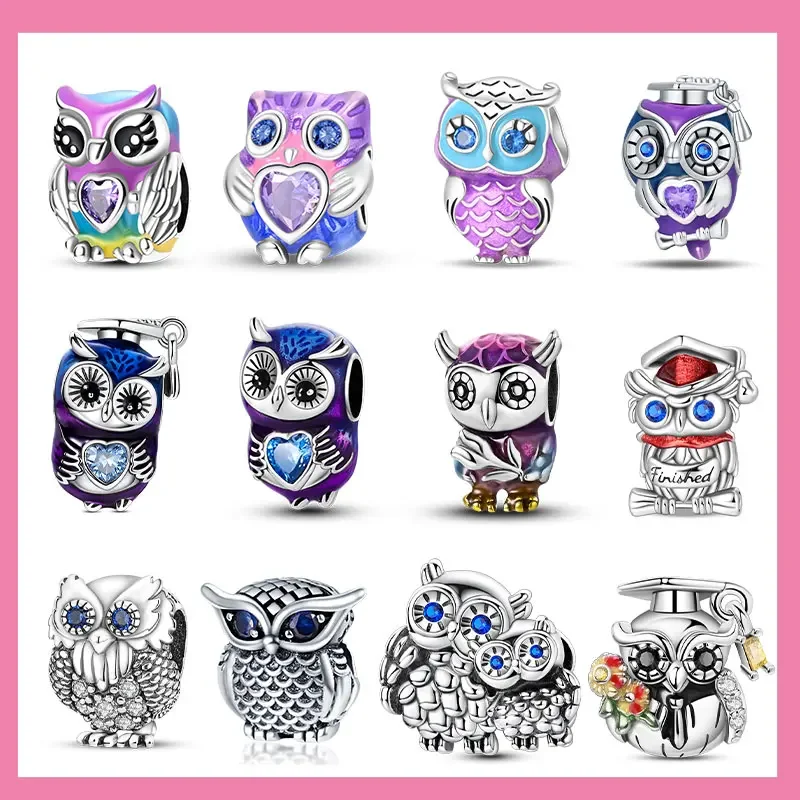 925 Sterling Silver Fashion Purple Owl Charms Beads Owl Safety Chain Fit Original Bracelets DIY Graduation Jewelry Gifts
925 Sterling Silver Fashion Purple Owl Charms Beads Owl Safety Chain Fit Original Bracelets DIY Graduation Jewelry Gifts
