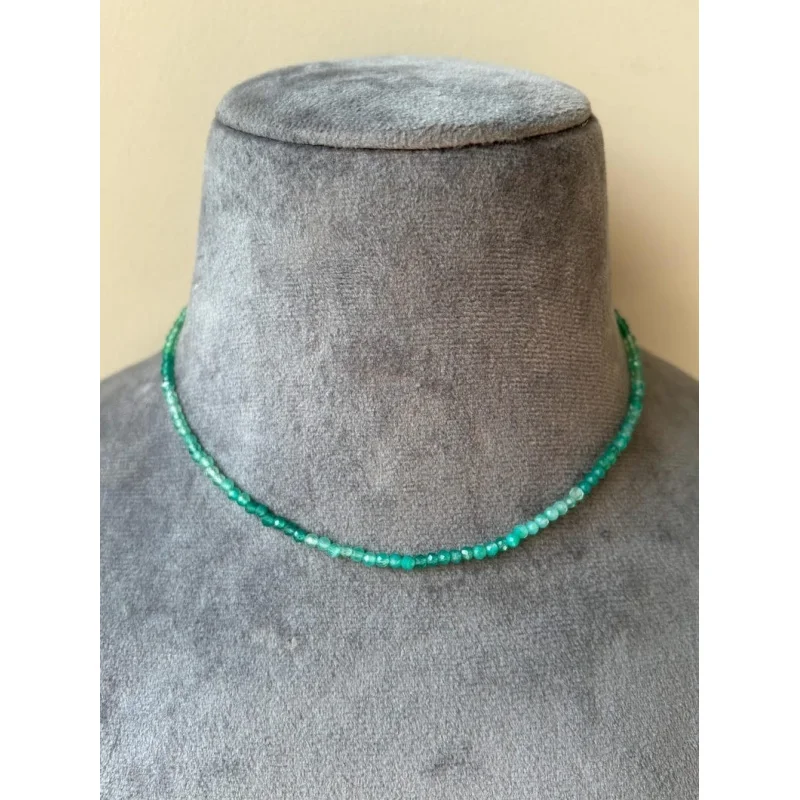 Dainty Green Onyx Faceted Round Gemstone 2-3MM Beads Women Choker Necklace 18''
Dainty Green Onyx Faceted Round Gemstone 2-3MM Beads Women Choker Necklace 18''