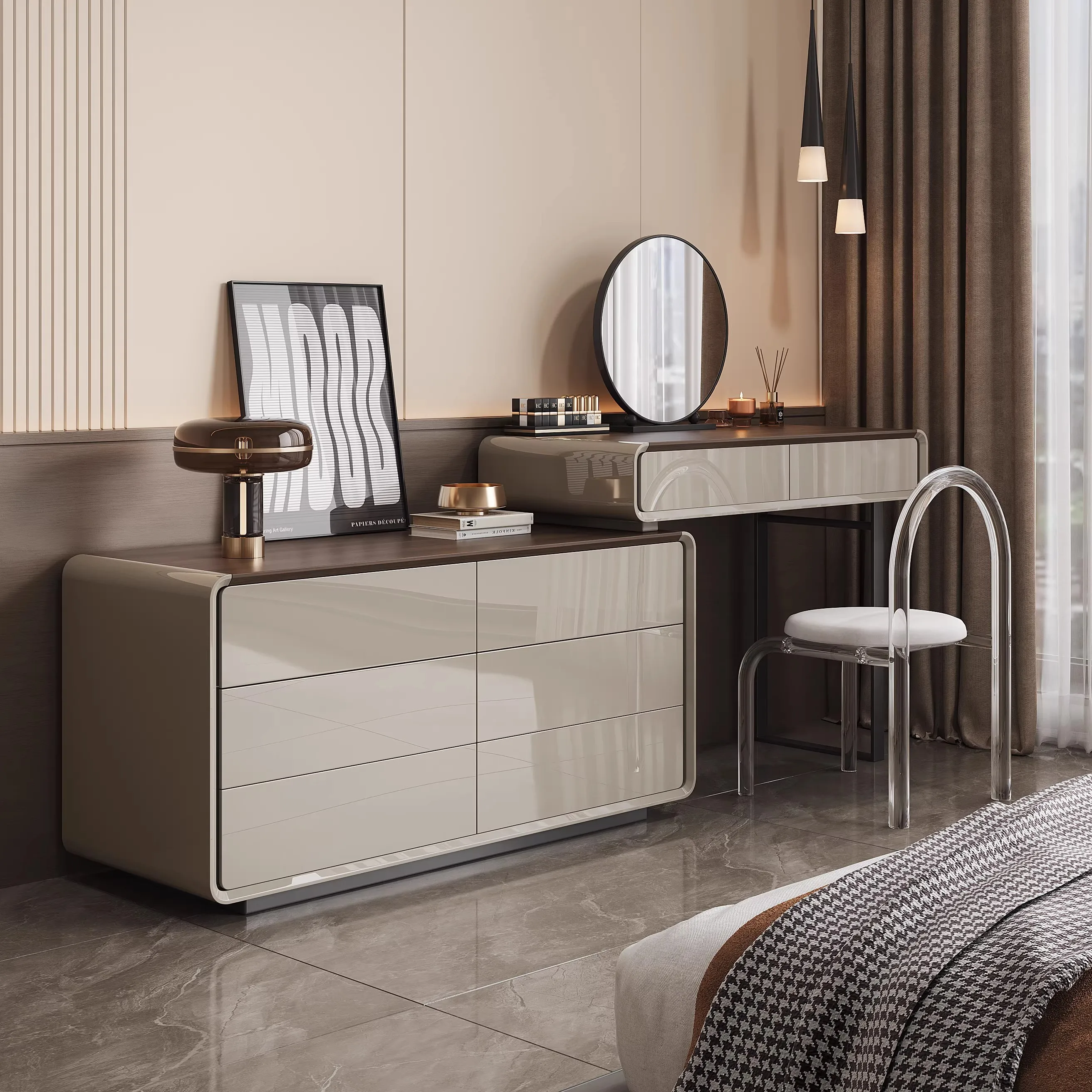 Italian Light Luxury Modern Wooden Standing Panel Dressing Makeup Table Telescopic Adjustable Desktop for Bedroom Small
Italian Light Luxury Modern Wooden Standing Panel Dressing Makeup Table Telescopic Adjustable Desktop for Bedroom Small