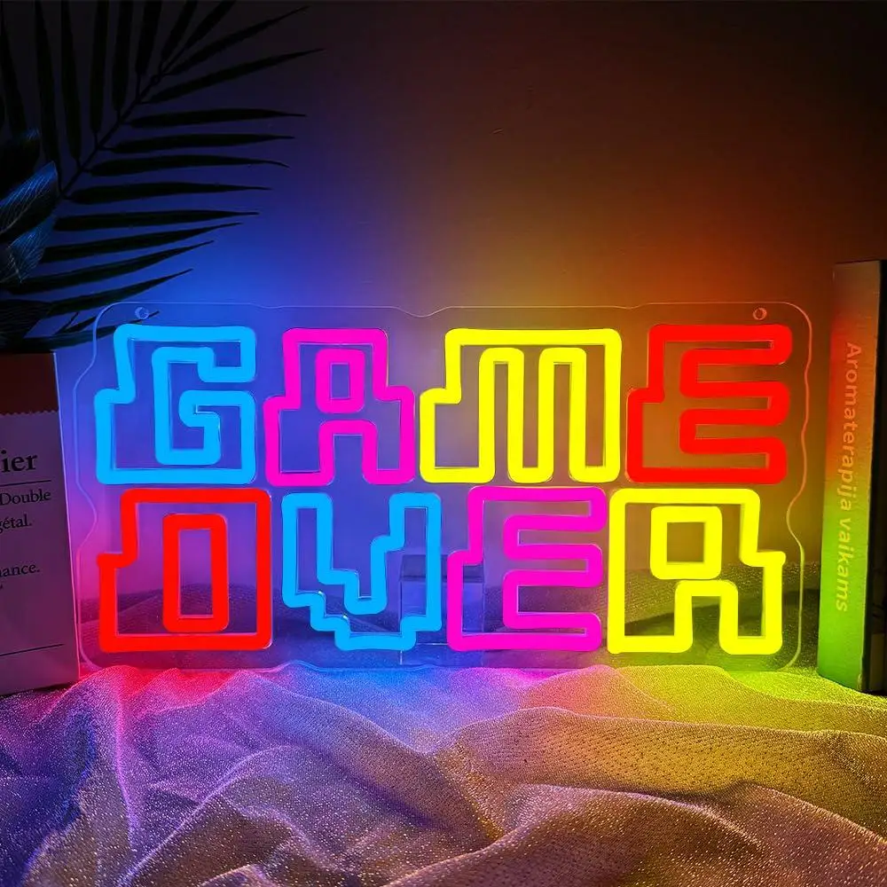 Game Over Neon Sign USB Dimmable LED Light for Bedroom Club Party Man Cave Game Room Aesthetic Decor Gifts for Teen Night Light
Game Over Neon Sign USB Dimmable LED Light for Bedroom Club Party Man Cave Game Room Aesthetic Decor Gifts for Teen Night Light