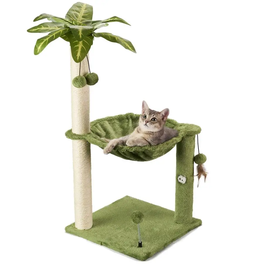 Cat Tree for Indoor Cats 35 Tall Cat Scratching Post with Large Cat Hammcok and Hanging Ball Toys Plant Green
Cat Tree for Indoor Cats 35 Tall Cat Scratching Post with Large Cat Hammcok and Hanging Ball Toys Plant Green