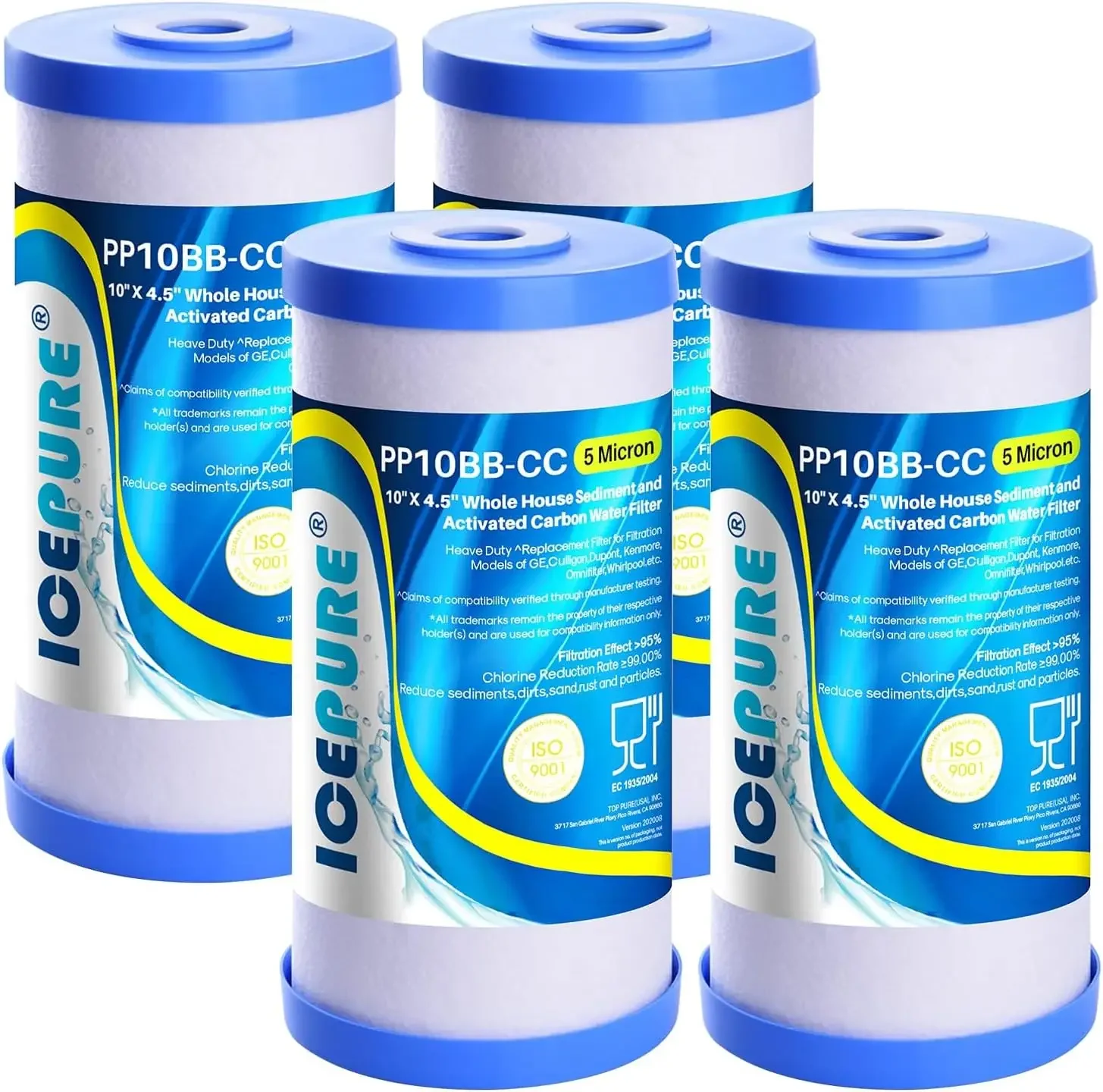 5 Micron 10" x 4.5" Whole House Water Filter - 4 Pack, Compatible with GE, Whirlpool, Dupont, Pentek & More
5 Micron 10" x 4.5" Whole House Water Filter - 4 Pack, Compatible with GE, Whirlpool, Dupont, Pentek & More