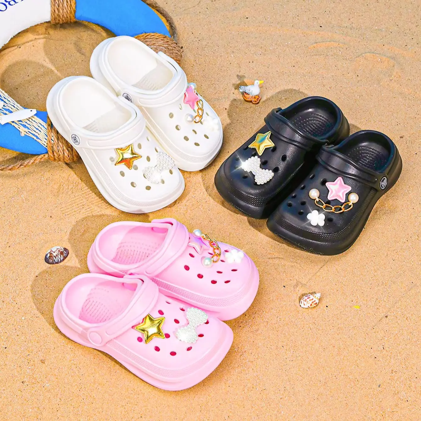 Kids Slip-On Clogs and Mules - Breathable, Waterproof, EVA Garden Shoes with Decorative Chain for Beach and Everyday Wear 168
Kids Slip-On Clogs and Mules - Breathable, Waterproof, EVA Garden Shoes with Decorative Chain for Beach and Everyday Wear 168
