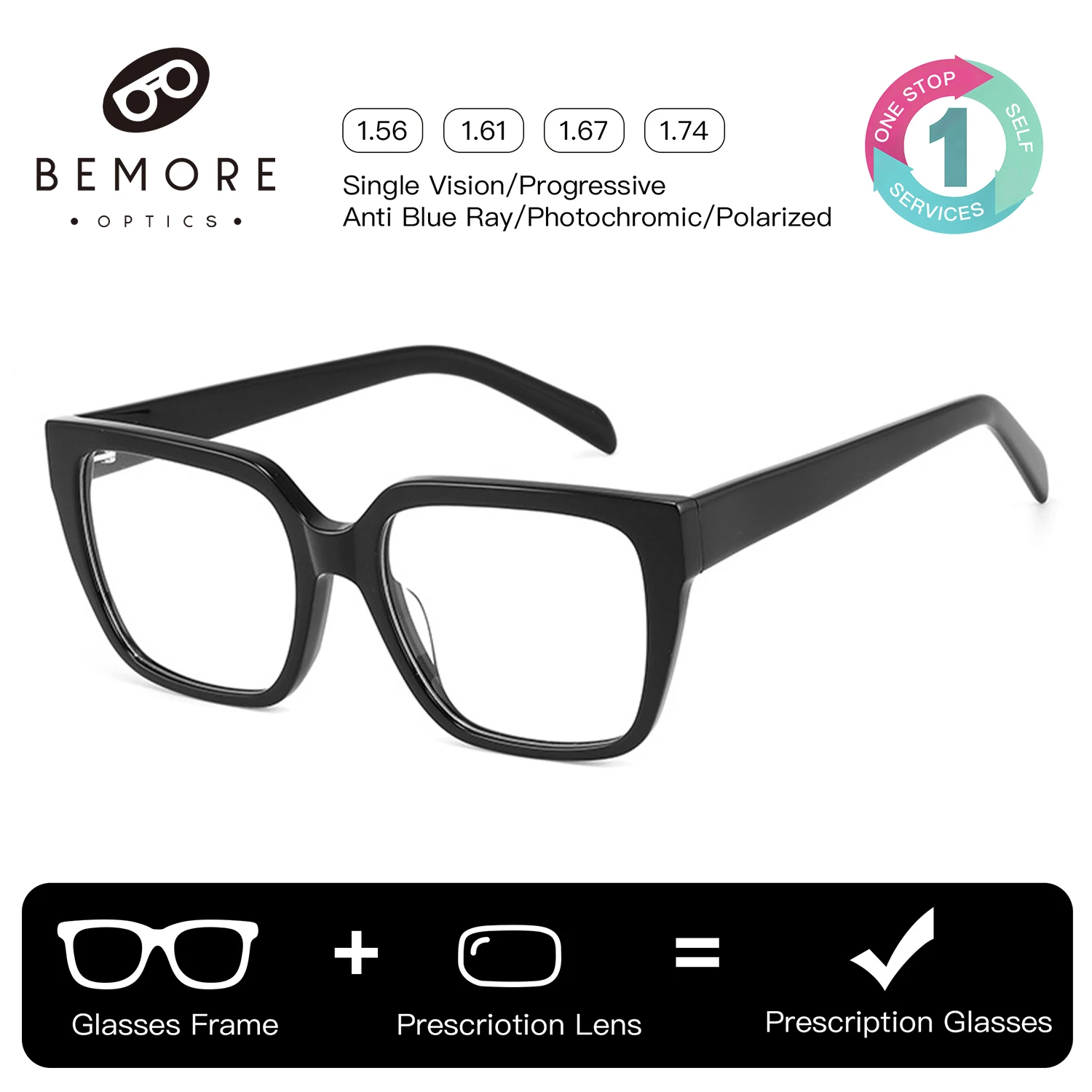 BEMORE Butterfly Prescription Glasses For Women Photochromic Anti Blue Light Acetate Eyewear with Diopters Optical Eyeglasses
BEMORE Butterfly Prescription Glasses For Women Photochromic Anti Blue Light Acetate Eyewear with Diopters Optical Eyeglasses