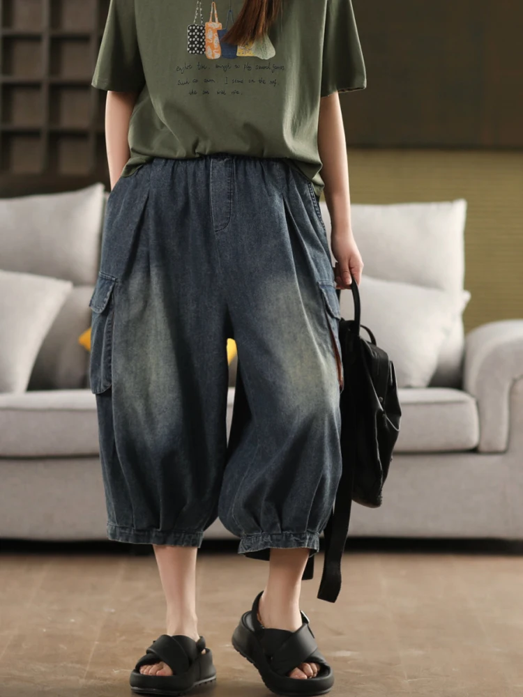 Винтажные женские джинсы из чистого хлопка с большими брюками-фонариками, повседневные утягивающие летние джинсы длиной семи четвертей
Винтажные женские джинсы из чистого хлопка с большими брюками-фонариками, повседневные утягивающие летние джинсы длиной семи четвертей