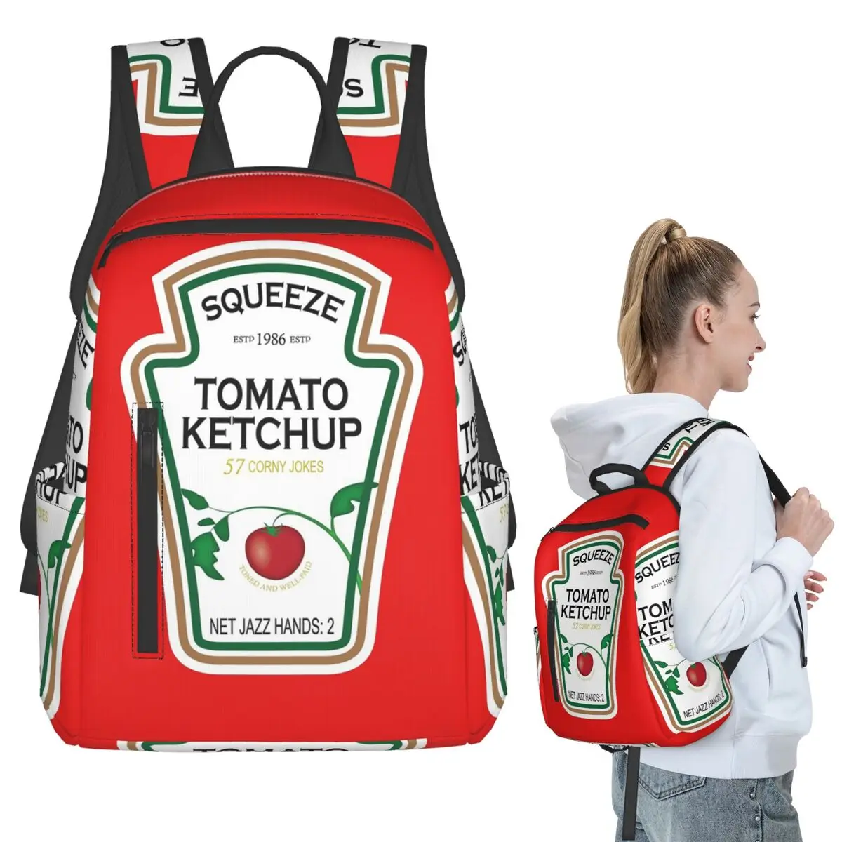 Funny Ketchup Label Backpack Student BookBag Kids School Bag Laptop Shoulder Bags Men Women
Funny Ketchup Label Backpack Student BookBag Kids School Bag Laptop Shoulder Bags Men Women