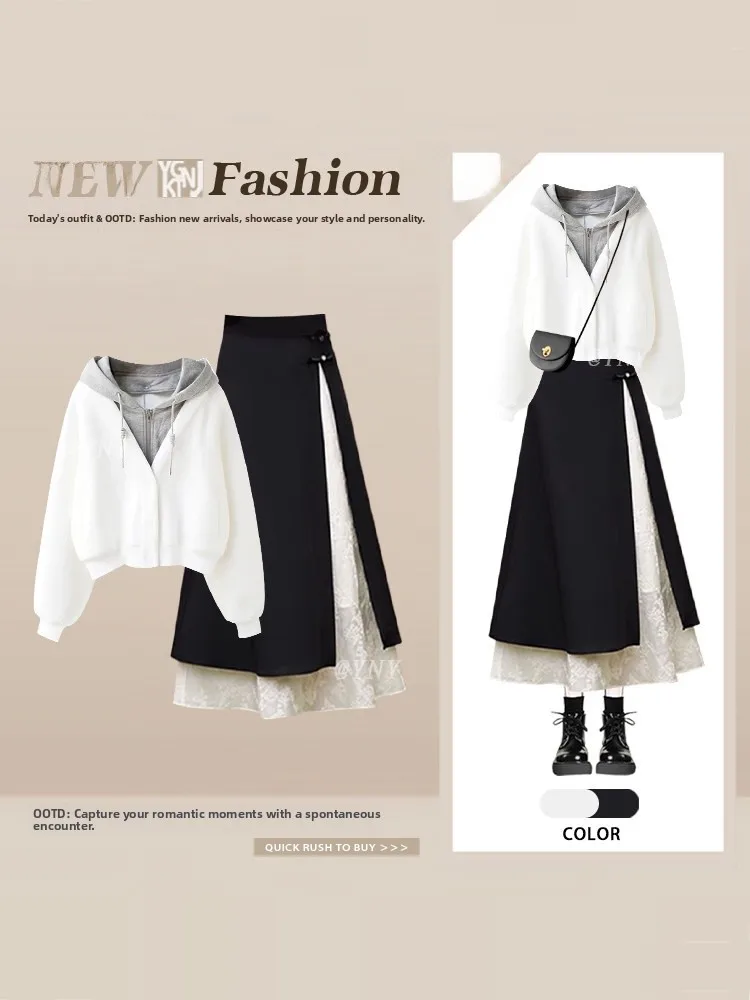 Autumn Winter Hoodie Set Women's New 2026 Girl's Half-length Skirt Split Two-piece Set Casual Fashion Ensemble High Waist
Autumn Winter Hoodie Set Women's New 2026 Girl's Half-length Skirt Split Two-piece Set Casual Fashion Ensemble High Waist