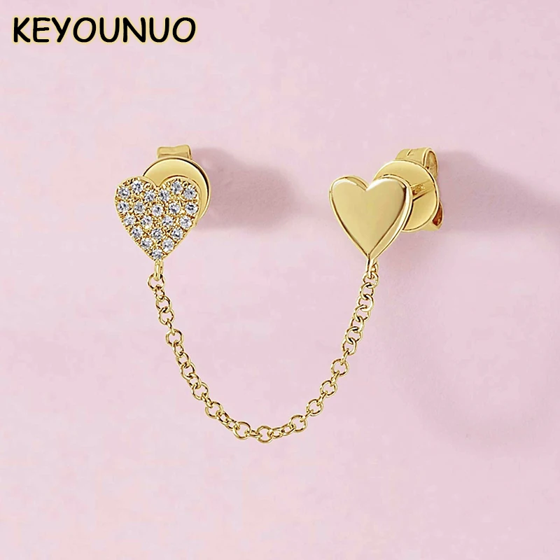 KEYOUNUO Gold Filled Stud Earrings For Women Piercing Double Heart Zircon Chain Earrings Fashion Party Wedding Jewelry Wholesale
KEYOUNUO Gold Filled Stud Earrings For Women Piercing Double Heart Zircon Chain Earrings Fashion Party Wedding Jewelry Wholesale