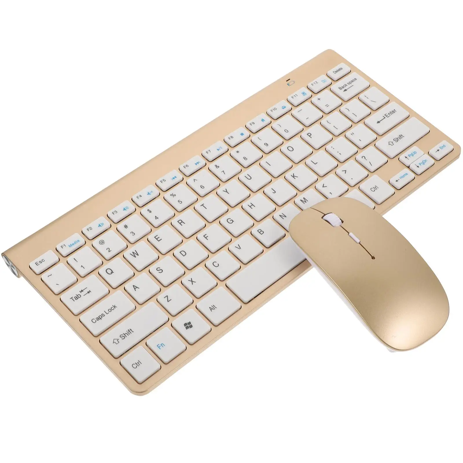Wireless Keyboard Mouse Compact Quiet Simple Golden Laptop Computer Accessory USB Receiver Plug Play Space Saving Layout
Wireless Keyboard Mouse Compact Quiet Simple Golden Laptop Computer Accessory USB Receiver Plug Play Space Saving Layout