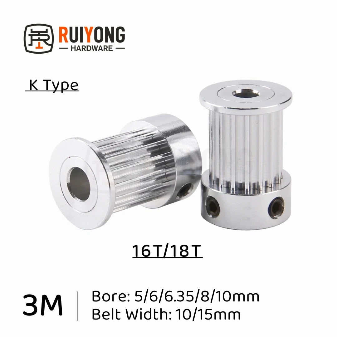 HTD3M Timing Pulley 16T18Teeth K Type Bore 5/6/6.35/8/10mm Belt Width 10/15mm 3D printed parts
HTD3M Timing Pulley 16T18Teeth K Type Bore 5/6/6.35/8/10mm Belt Width 10/15mm 3D printed parts