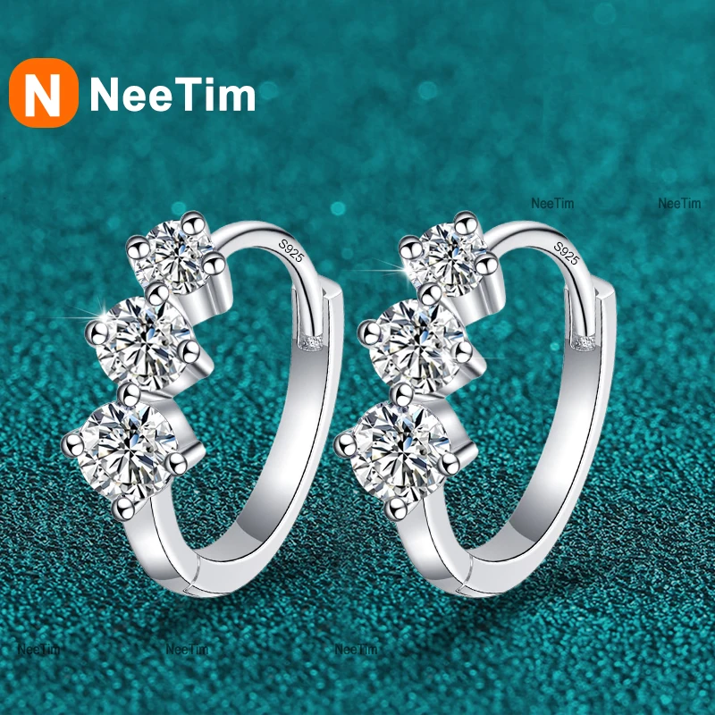 NeeTim Full Moissanite Hoops Earring For Women Wedding Jewelry 925 Sterling Silver With White Gold Plated Party Studs Earrings
NeeTim Full Moissanite Hoops Earring For Women Wedding Jewelry 925 Sterling Silver With White Gold Plated Party Studs Earrings