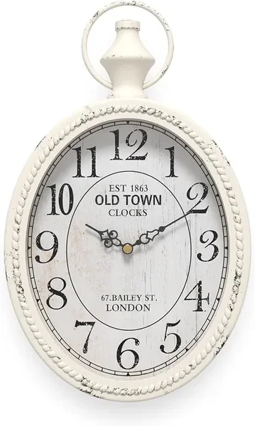 Small Retro Oval Wall Clock, Antique Old Design, White Vintage Style, Battery Operated Silent Decor
Small Retro Oval Wall Clock, Antique Old Design, White Vintage Style, Battery Operated Silent Decor