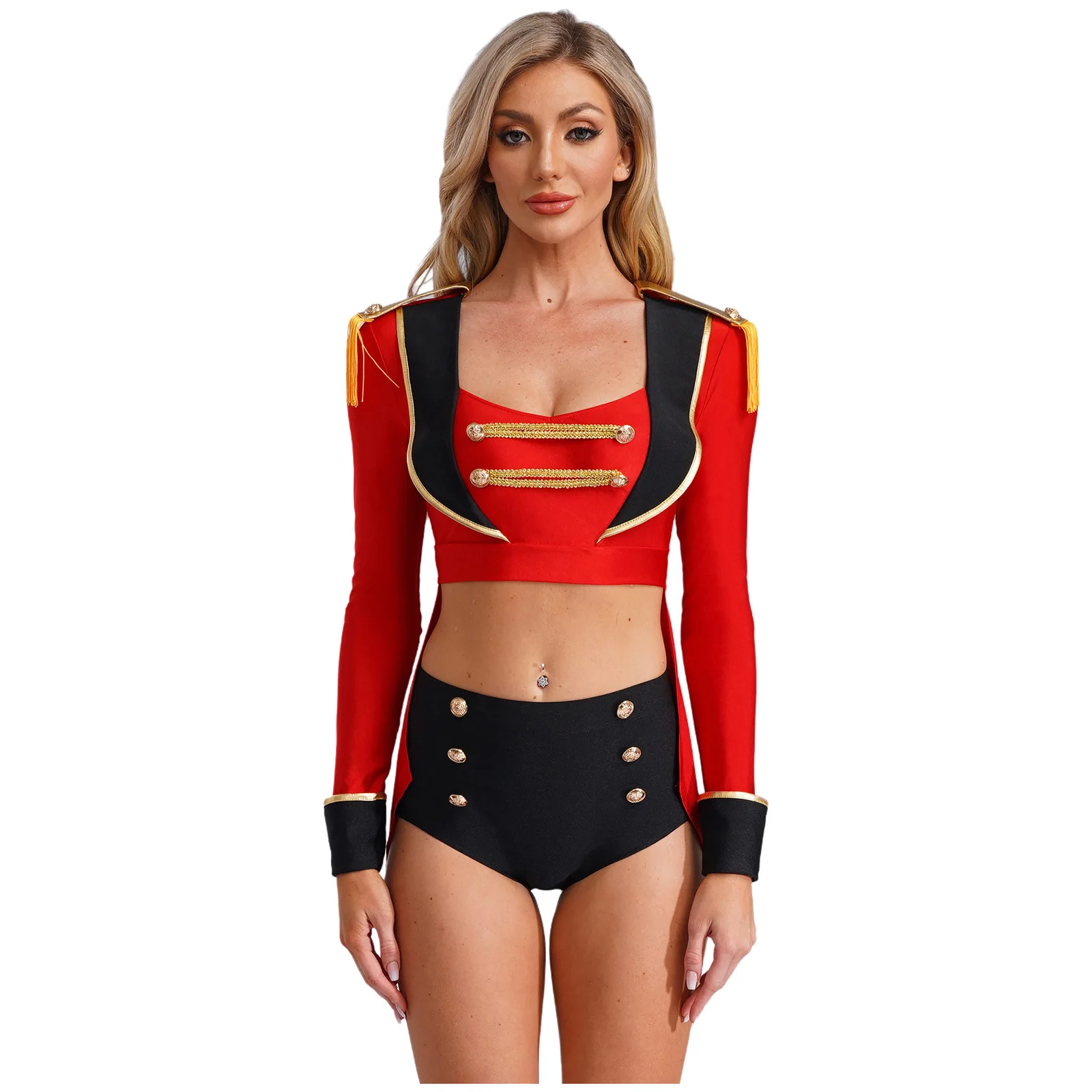 Womens Circus Magician Playing Unifoms Fringe Epaulet Tailcoat Top And Minipants Set for Party Carnival Performance Costume
Womens Circus Magician Playing Unifoms Fringe Epaulet Tailcoat Top And Minipants Set for Party Carnival Performance Costume