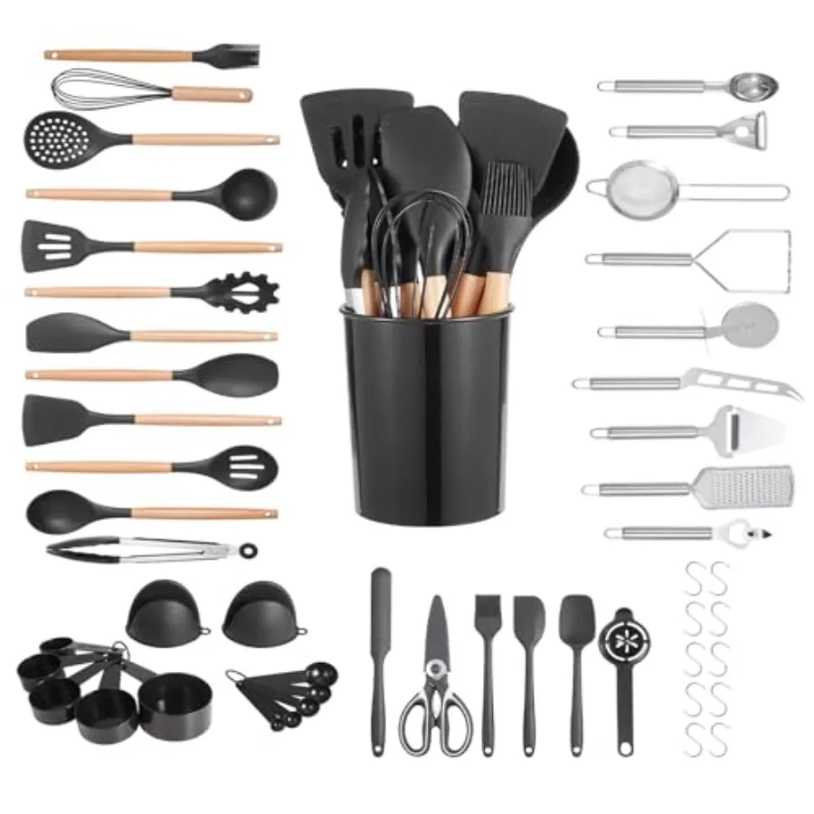 Kitchen Cooking Utensils Set 50 PCS Silicone Spatula Set with Holder 428°F Heat Resistant Gadget Spoons Tools Wooden Handle Hom
Kitchen Cooking Utensils Set 50 PCS Silicone Spatula Set with Holder 428°F Heat Resistant Gadget Spoons Tools Wooden Handle Hom