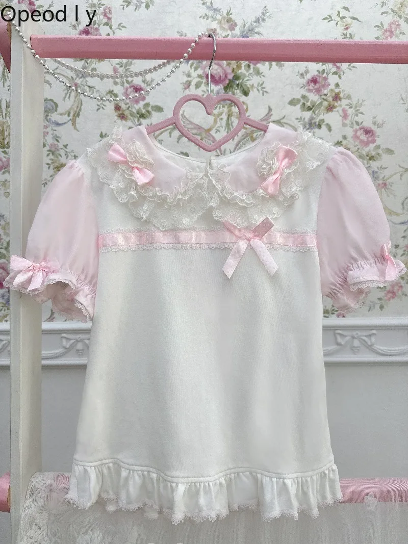 Fashion and Cute Rabbit Ear Round Neck Short-sleeved Lolita Shirt Spring Summer New Sweet Girl with Kawaii Student Top Inwear
Fashion and Cute Rabbit Ear Round Neck Short-sleeved Lolita Shirt Spring Summer New Sweet Girl with Kawaii Student Top Inwear