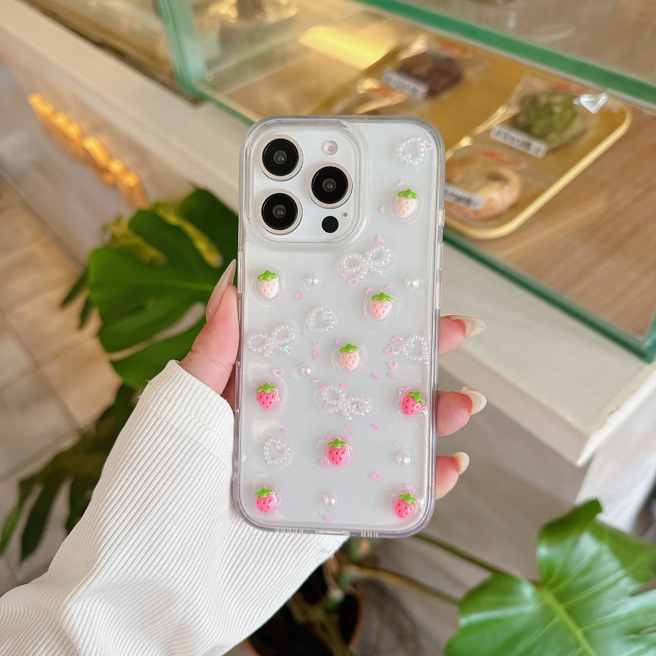 Pink strawberry bow suitable for iPhone 16 ProMax 15 Pro 14 plus 13 12 drop glue phone case protective case hard case anti drop
Pink strawberry bow suitable for iPhone 16 ProMax 15 Pro 14 plus 13 12 drop glue phone case protective case hard case anti drop