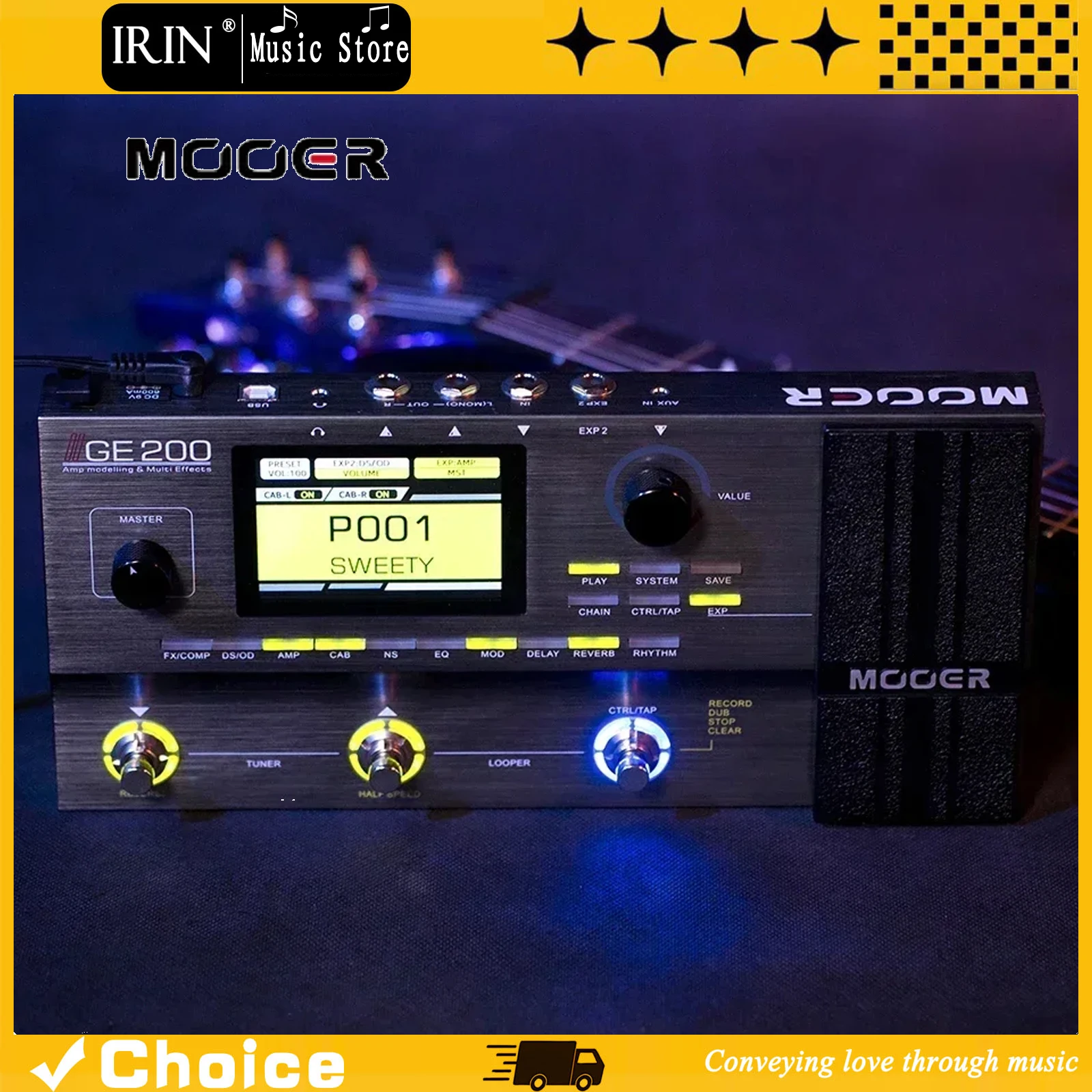 MOOER GE200 Electric Guitar Effects Pedal 55 AMP Models 9 Effect Modules 52s Looper Amp Modelling Multi-effects Pedal Processor
MOOER GE200 Electric Guitar Effects Pedal 55 AMP Models 9 Effect Modules 52s Looper Amp Modelling Multi-effects Pedal Processor