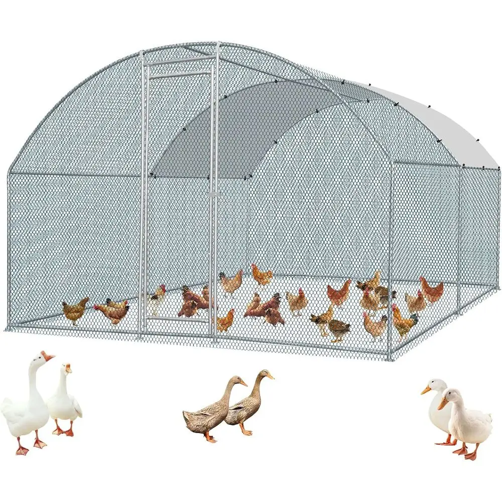 13x10ft Walk-in Chicken Coop with Waterproof UV-Resistant Arch Cover for Ducks, Rabbits, and Hens
13x10ft Walk-in Chicken Coop with Waterproof UV-Resistant Arch Cover for Ducks, Rabbits, and Hens
