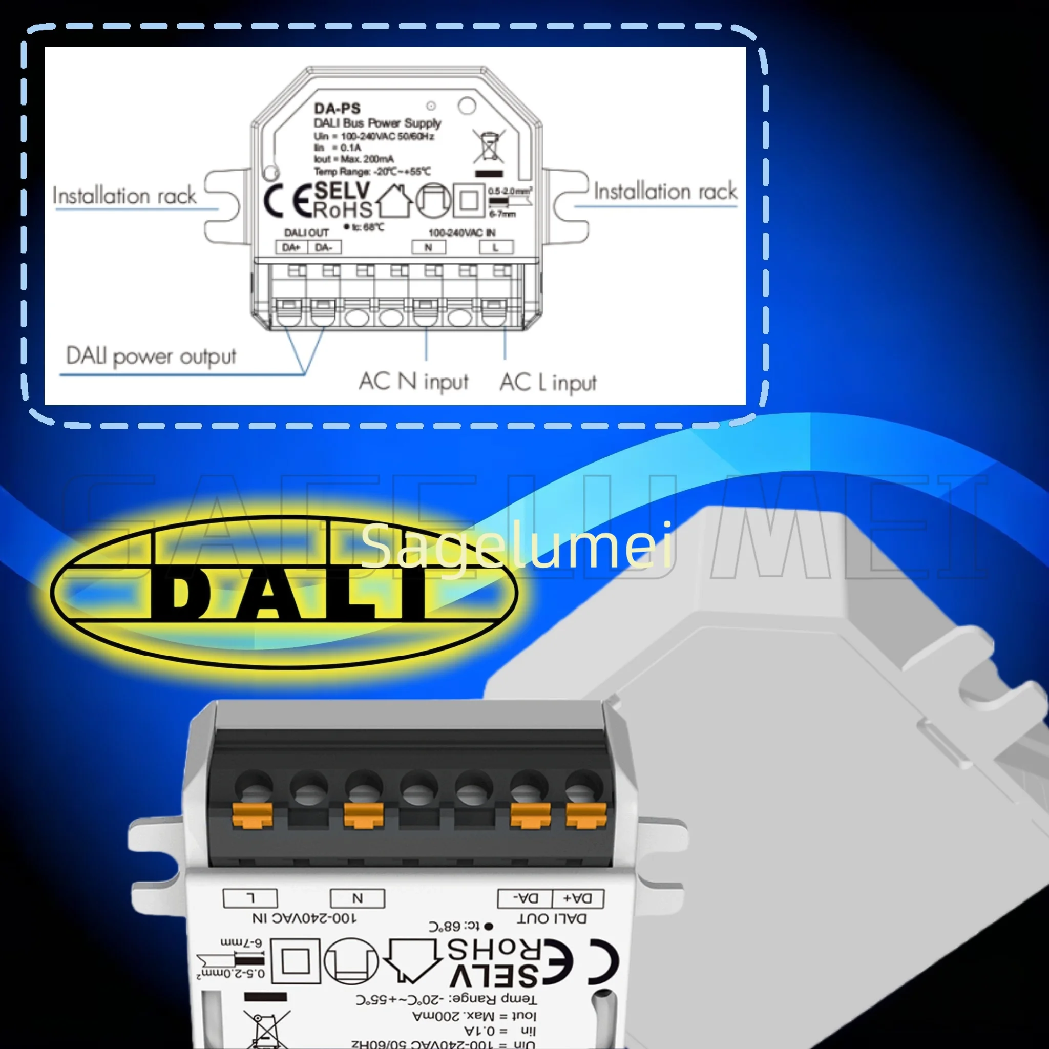 SKYDANCE Mini DALI Bus Power Supply DA-PS AC110V 220V 230V Current 200mA SELV Safety Standard Применимо к источнику питания шины DALI
SKYDANCE Mini DALI Bus Power Supply DA-PS AC110V 220V 230V Current 200mA SELV Safety Standard Применимо к источнику питания шины DALI