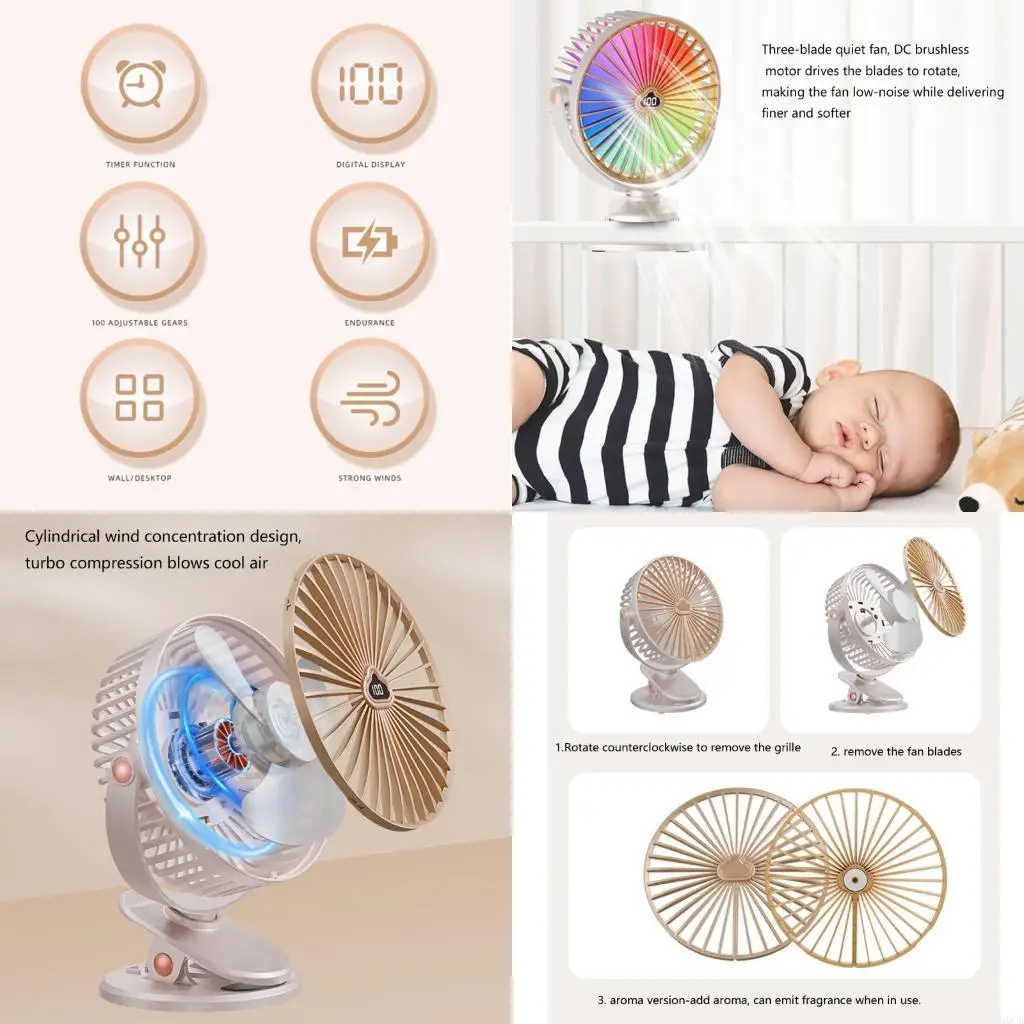 M6CB Small Clip Fan with Strong Grip Desktop Fan with Colorful Light Suitable for Table Rechargeable Battery Small Size
M6CB Small Clip Fan with Strong Grip Desktop Fan with Colorful Light Suitable for Table Rechargeable Battery Small Size