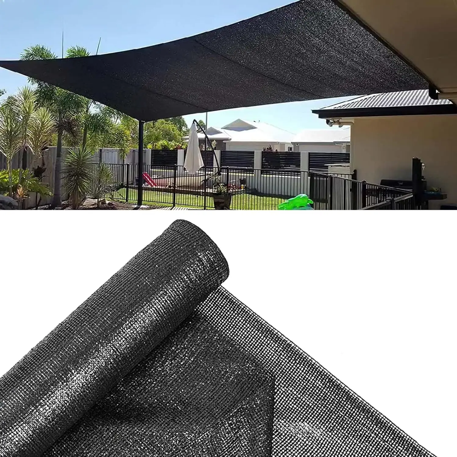 Shade Cloth Roll, Black Sunblock Mesh Tarp with Clips, Sunblock Shade UV Resistant Net (5'10''x100ft - 60%)
Shade Cloth Roll, Black Sunblock Mesh Tarp with Clips, Sunblock Shade UV Resistant Net (5'10''x100ft - 60%)