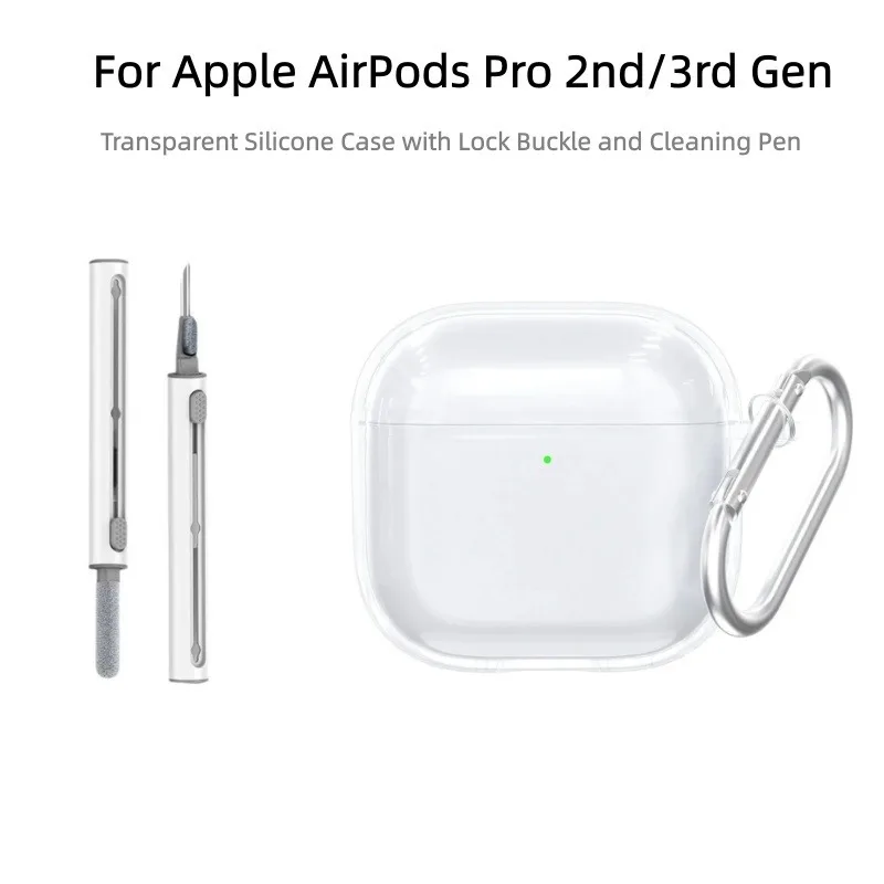 Transparent TPU Case For Apple AirPods Pro 2 3 Clear Protective Cover ,with Cleaning Kit & Keychain
Transparent TPU Case For Apple AirPods Pro 2 3 Clear Protective Cover ,with Cleaning Kit & Keychain