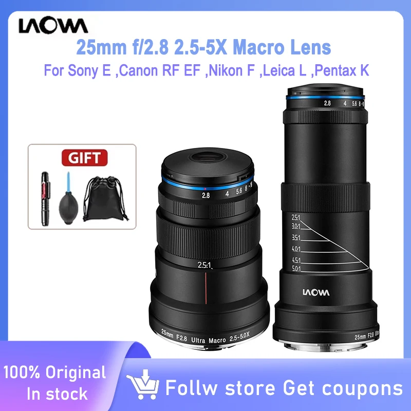 Venus Optics Laowa 25mm F2.8 Полнокадровый объектив с ручной фокусировкой 2,5-5X Ultra Macro для Sony E, Canon RF EF, Nikon F, Leica L, Pentax K
Venus Optics Laowa 25mm F2.8 Полнокадровый объектив с ручной фокусировкой 2,5-5X Ultra Macro для Sony E, Canon RF EF, Nikon F, Leica L, Pentax K