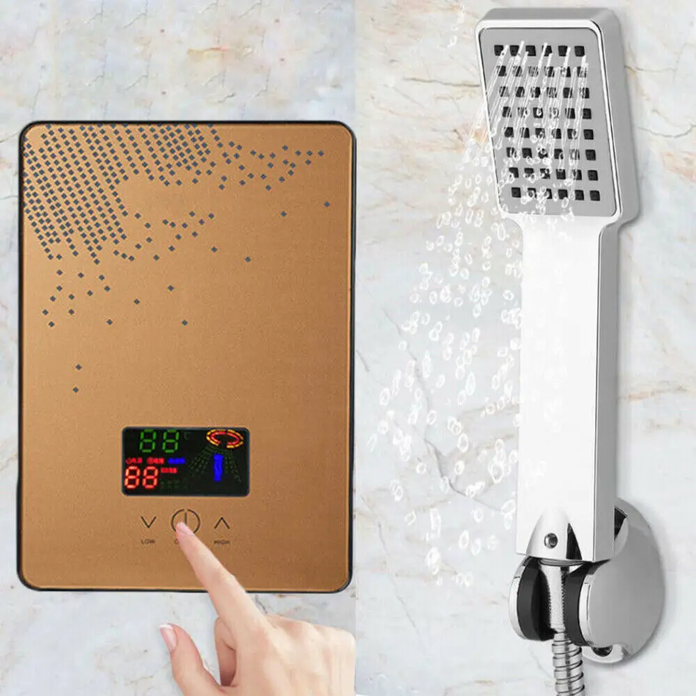 Electric Instant Tankless Hot Water Heater Home Whole House Kitchen Boiler Bathroom Shower Gold 110V 4500W
Electric Instant Tankless Hot Water Heater Home Whole House Kitchen Boiler Bathroom Shower Gold 110V 4500W