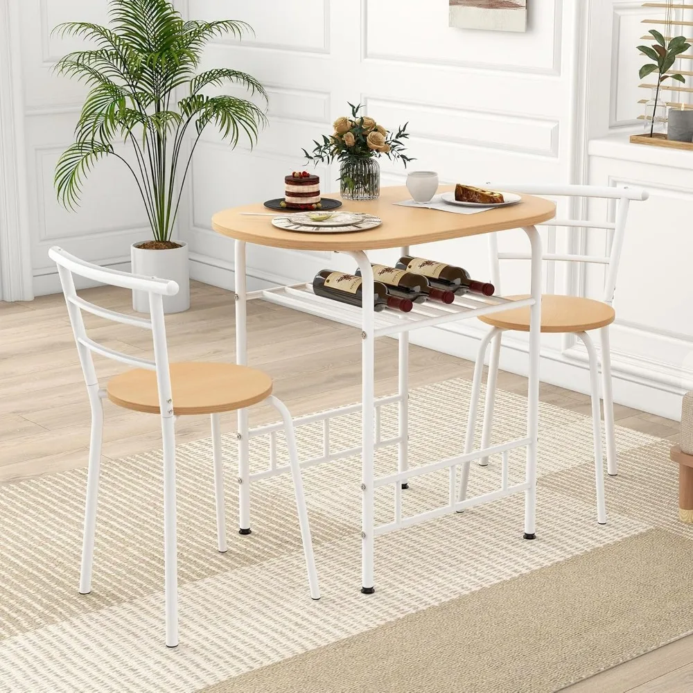 3-Piece Dining Table Set, Kitchen Table and 2 Chairs with Wine Rack, Metal Frame, Space-Saving Dinette Set, Breakfast Nook Tabl
3-Piece Dining Table Set, Kitchen Table and 2 Chairs with Wine Rack, Metal Frame, Space-Saving Dinette Set, Breakfast Nook Tabl