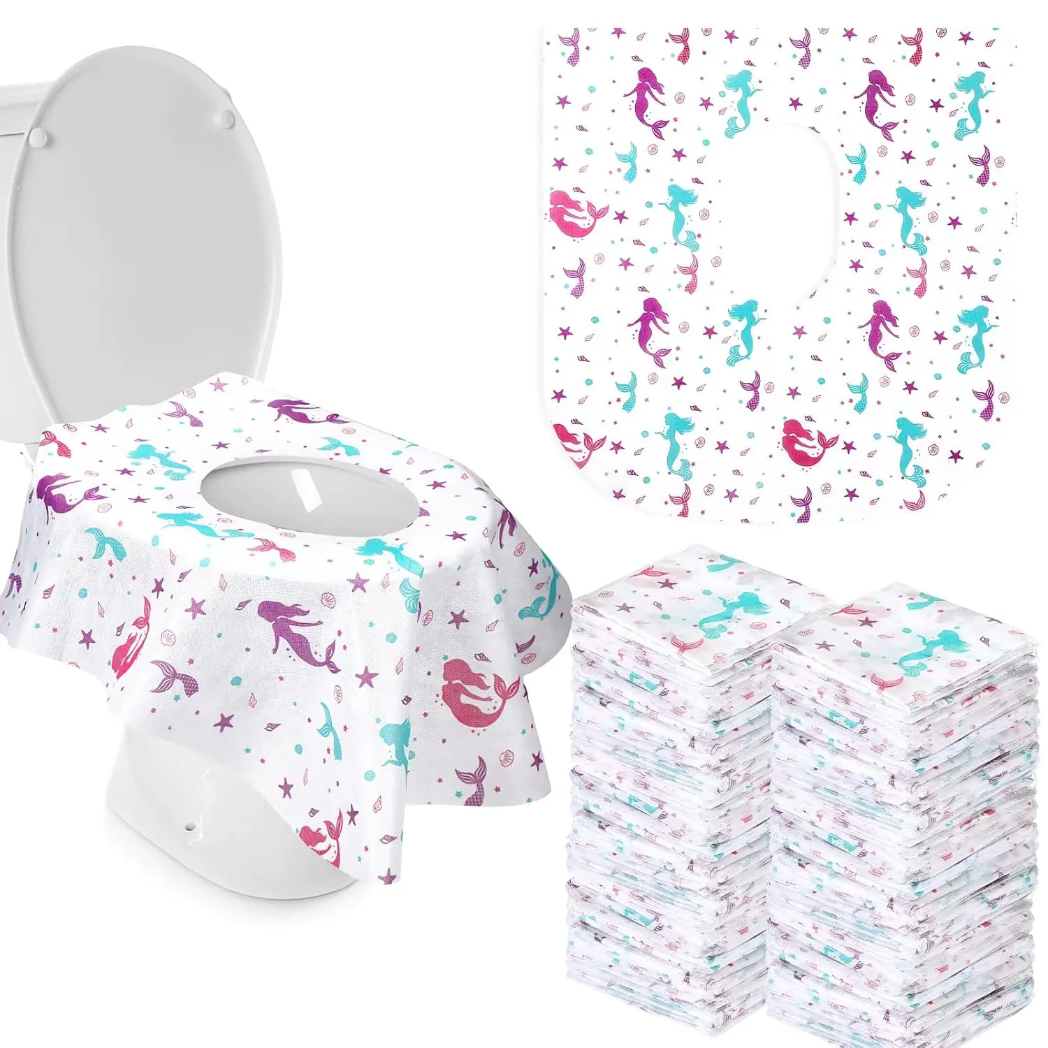 50 Disposable Extra Large Toilet Seat Covers for Kids & Adults, Individually Wrapped Portable Potty Training Covers (Mermaid)
50 Disposable Extra Large Toilet Seat Covers for Kids & Adults, Individually Wrapped Portable Potty Training Covers (Mermaid)