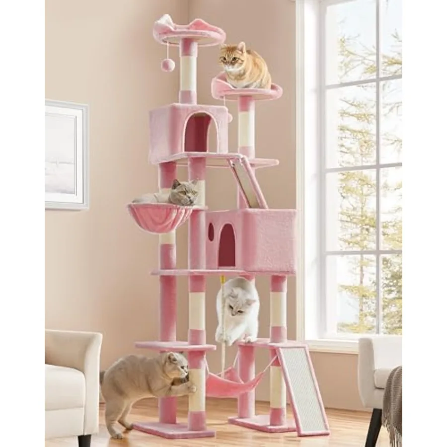 Super Tall Cat Tree 82.5in with Pink Top Perches Scratching Posts 2-in-1 Ramps Cozy Basket Extra Large Indoor Condo for Kittens
Super Tall Cat Tree 82.5in with Pink Top Perches Scratching Posts 2-in-1 Ramps Cozy Basket Extra Large Indoor Condo for Kittens