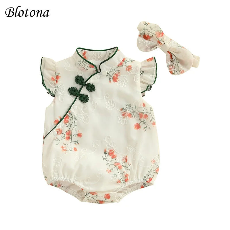 Blotona Baby Girls Chinese Outfit Summer Casual Floral Print Embroidery Romper Jumpsuit and Headband Set Fashion Clothes
Blotona Baby Girls Chinese Outfit Summer Casual Floral Print Embroidery Romper Jumpsuit and Headband Set Fashion Clothes