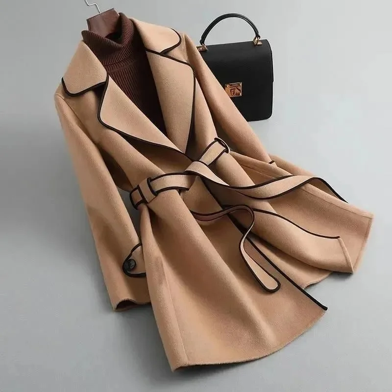 Woolen Coat Women Autumn Winter Warm Overcoat Female Elegant Fashion Lace-Up Outerwear Ladies Casual Loose Chic Coats
Woolen Coat Women Autumn Winter Warm Overcoat Female Elegant Fashion Lace-Up Outerwear Ladies Casual Loose Chic Coats