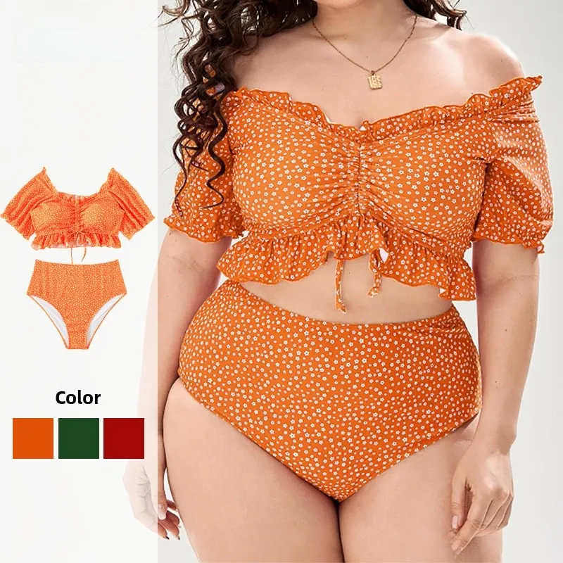 Купальник-бикини с цветочным принтом и высокой талией, скрывающий недостатки фигуры, для девочек, больших размеров, из двух частей, бренд JF.R, полиэстер
Купальник-бикини с цветочным принтом и высокой талией, скрывающий недостатки фигуры, для девочек, больших размеров, из двух частей, бренд JF.R, полиэстер