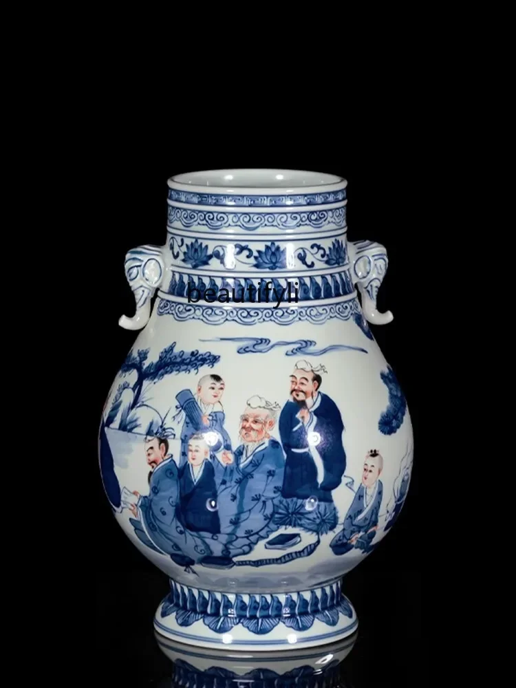 Vase Living Room Decoration Home Ornament Blue and White Porcelain Vase Chinese Plum Vase Flower Arrangement Antique Ceramics 
Vase Living Room Decoration Home Ornament Blue and White Porcelain Vase Chinese Plum Vase Flower Arrangement Antique Ceramics