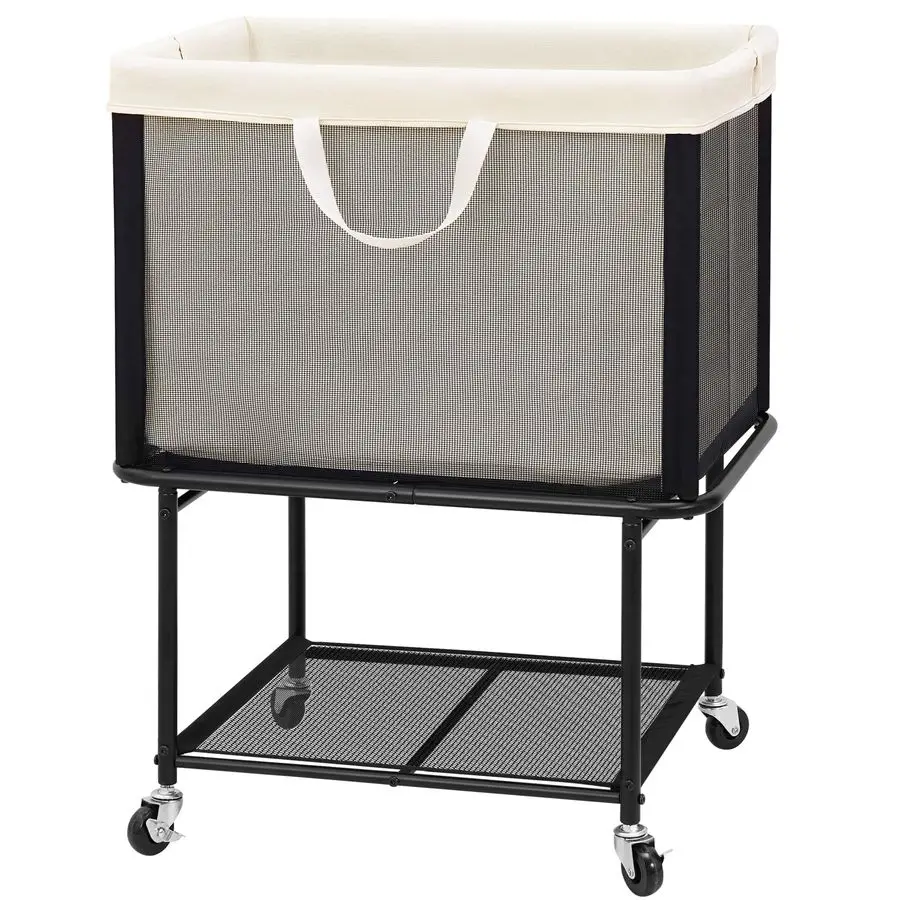 Корзина для белья на колесиках с фиксаторами, 110 л (29 галлонов), тележка для белья со съемным холщовым мешком, двухуровневая корзина для одежды
Корзина для белья на колесиках с фиксаторами, 110 л (29 галлонов), тележка для белья со съемным холщовым мешком, двухуровневая корзина для одежды