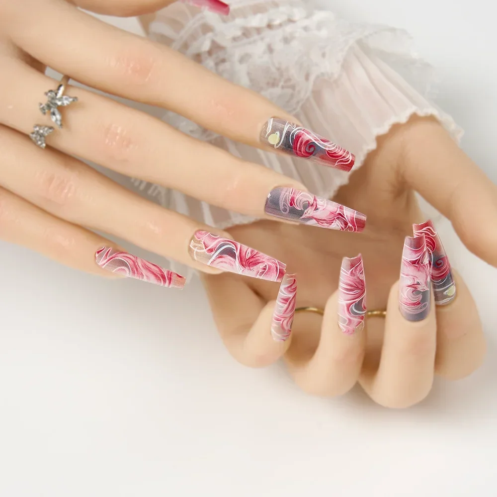 10pcs Long Ballerina Shape Press On Nails Chinese Style Nine-tailed Fox Nail Art Design Glossy Full Cover Nails For Women Girls
10pcs Long Ballerina Shape Press On Nails Chinese Style Nine-tailed Fox Nail Art Design Glossy Full Cover Nails For Women Girls