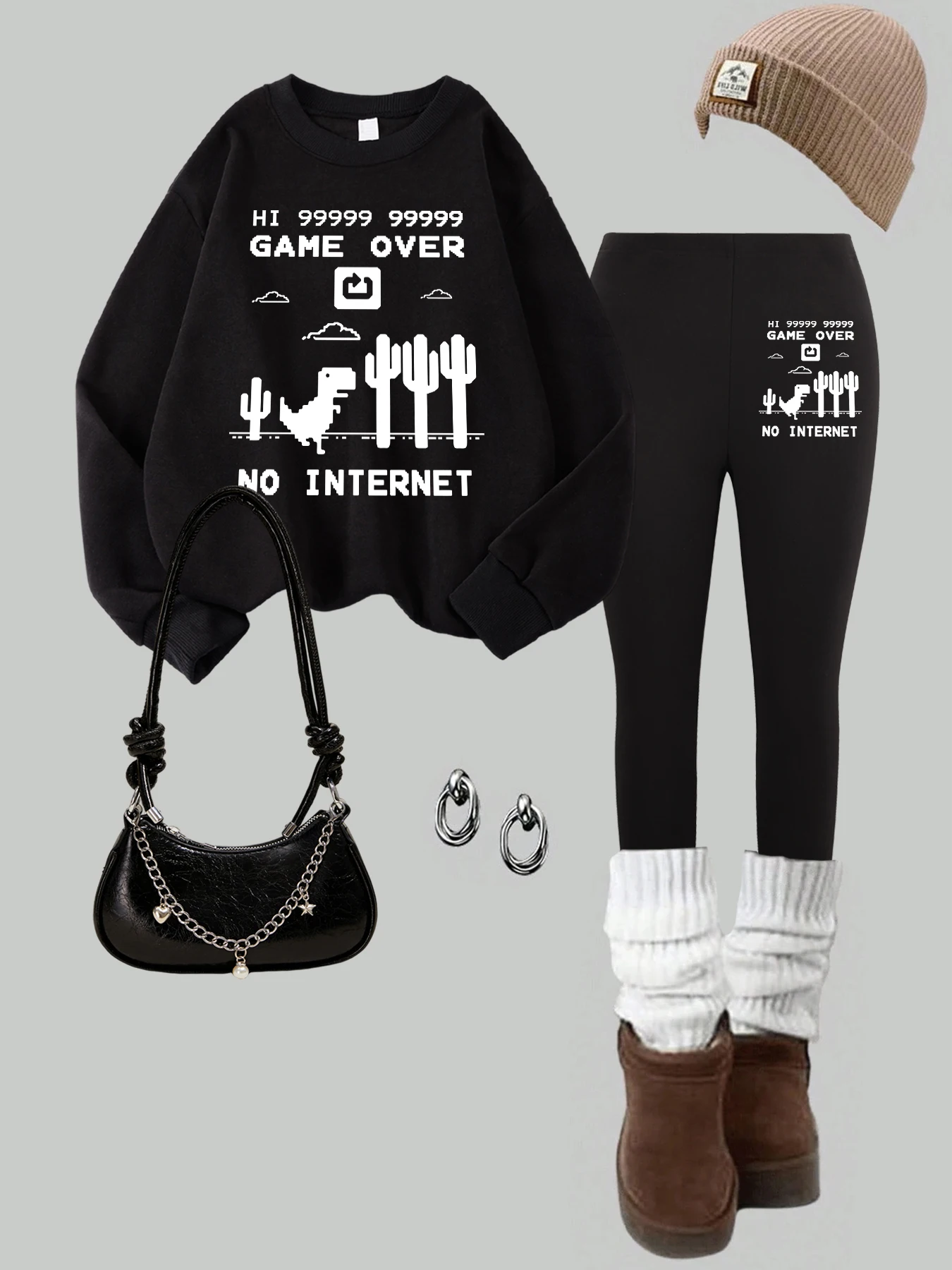 No Internet Dinosaurs Over Cactus Pattern Sweatshirt Set Woman Casual Y2K Thicken Pant O-Neck Loose Pullover Fleece Leggings
No Internet Dinosaurs Over Cactus Pattern Sweatshirt Set Woman Casual Y2K Thicken Pant O-Neck Loose Pullover Fleece Leggings