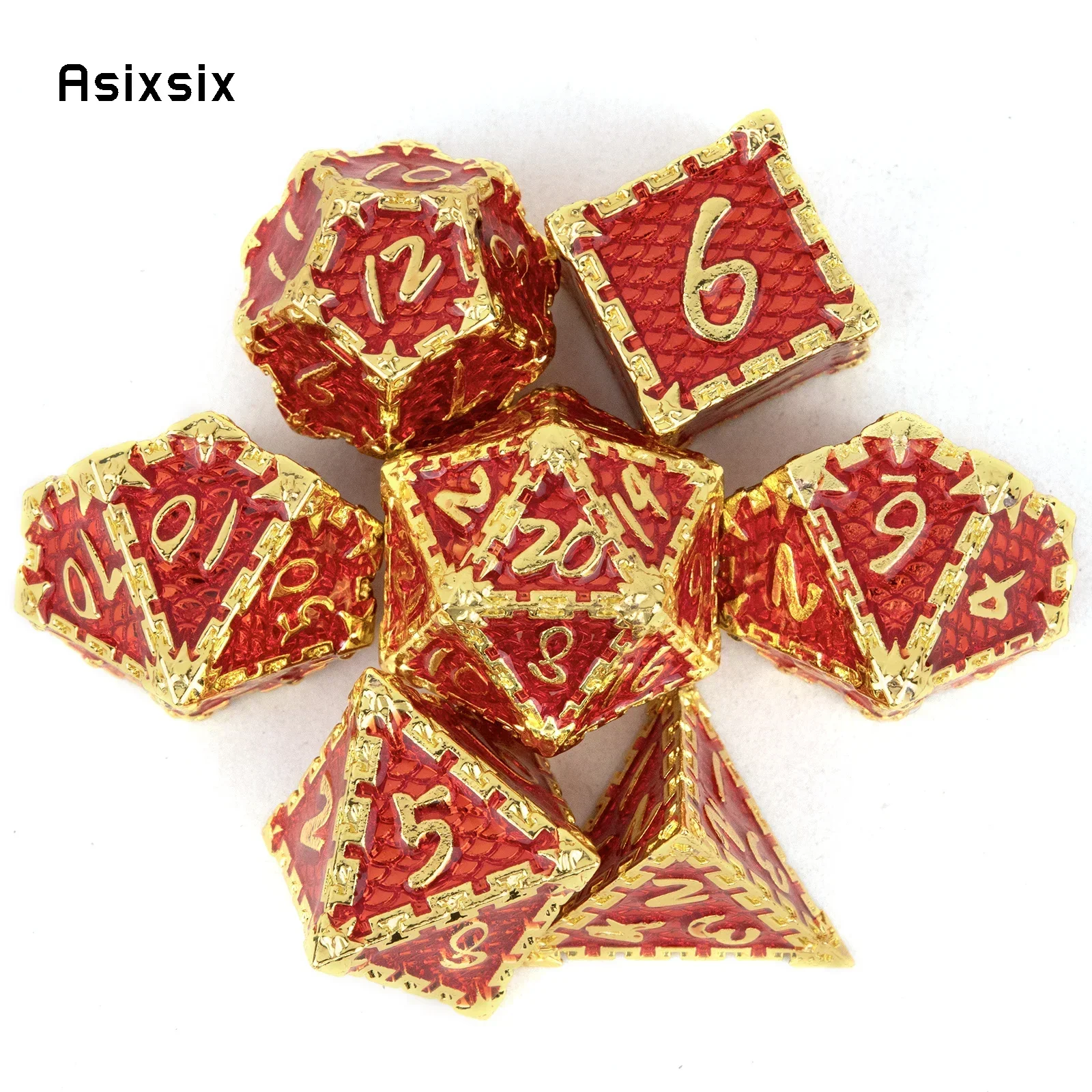 7 Pcs Red Golden Fish Scale Metal Dice Solid Metal Polyhedral Dice Set Suitable For Role-Playing Dice PropBoard Game Gift
7 Pcs Red Golden Fish Scale Metal Dice Solid Metal Polyhedral Dice Set Suitable For Role-Playing Dice PropBoard Game Gift