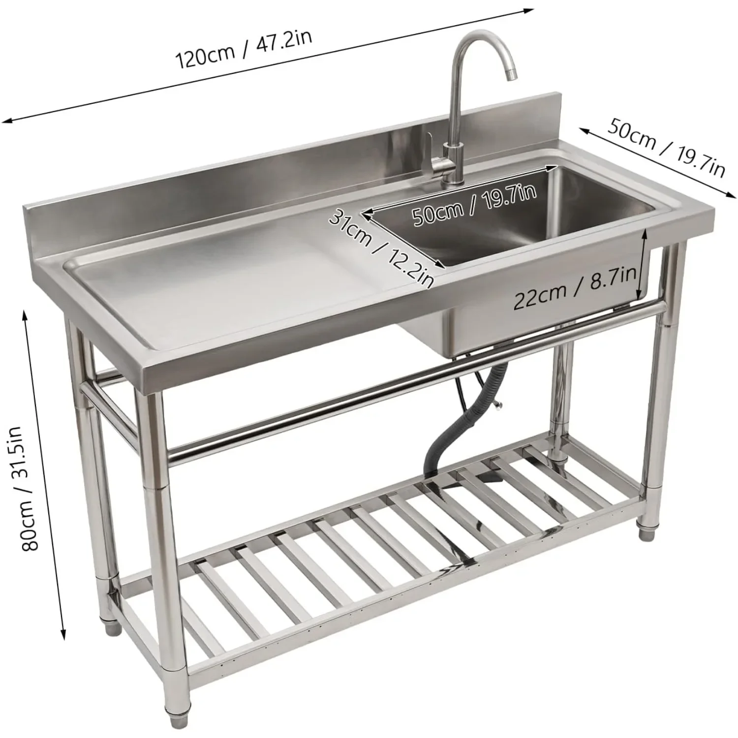Мойка из нержавеющей стали для кухни/улицы, отдельностоящая, с одной чашей, с выдвижным смесителем
Мойка из нержавеющей стали для кухни/улицы, отдельностоящая, с одной чашей, с выдвижным смесителем