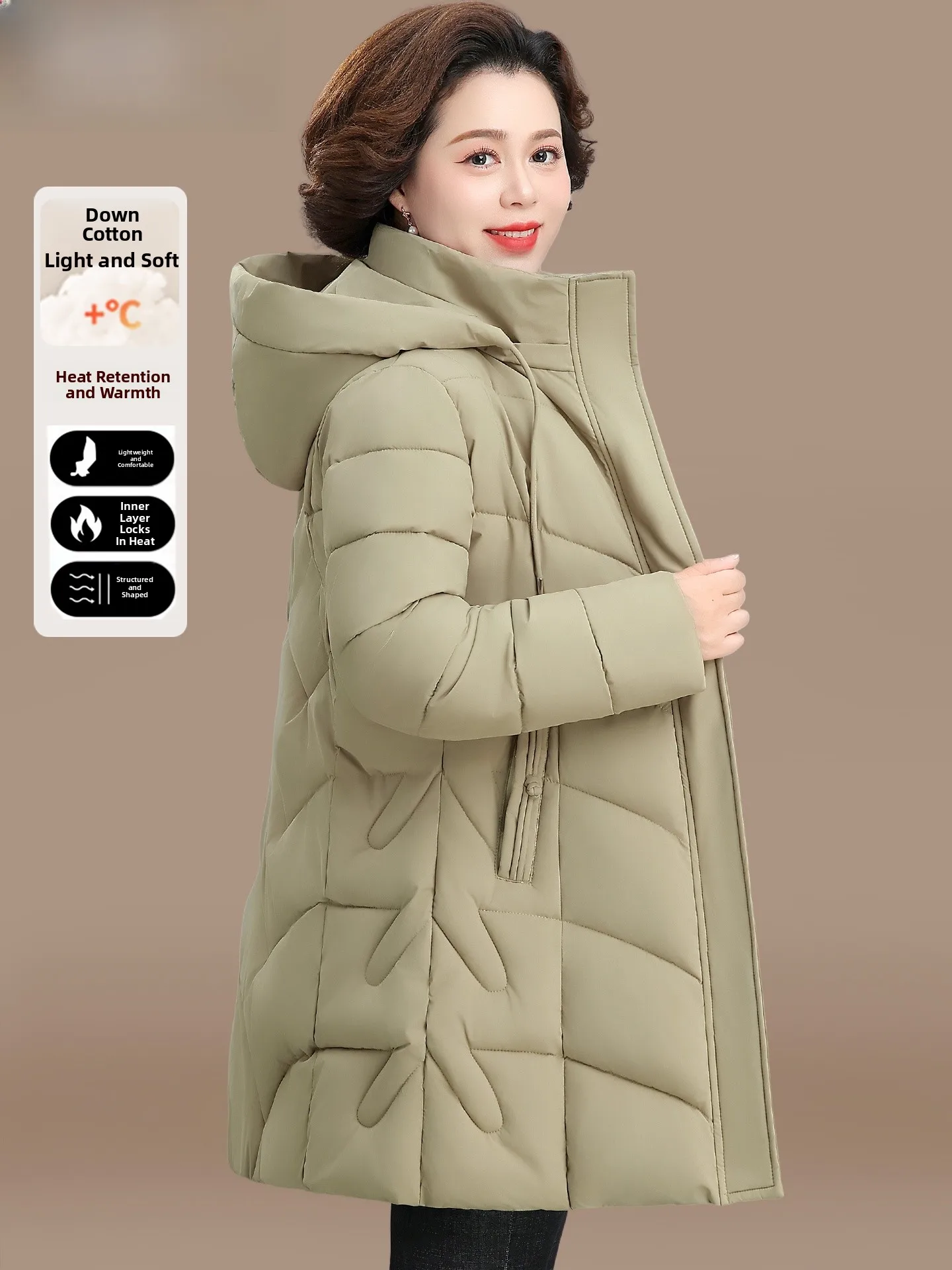 Зимняя модная пуховая куртка из хлопка для женщин среднего и старшего возраста, теплая утолщенная куртка с карманами и застежкой-молнией
Зимняя модная пуховая куртка из хлопка для женщин среднего и старшего возраста, теплая утолщенная куртка с карманами и застежкой-молнией